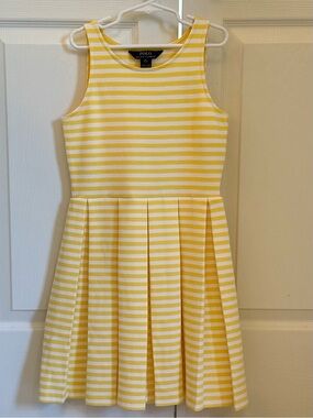 EUC Polo by Ralph Lauren Yellow & White Striped Sleeveless Dress girls 8/10